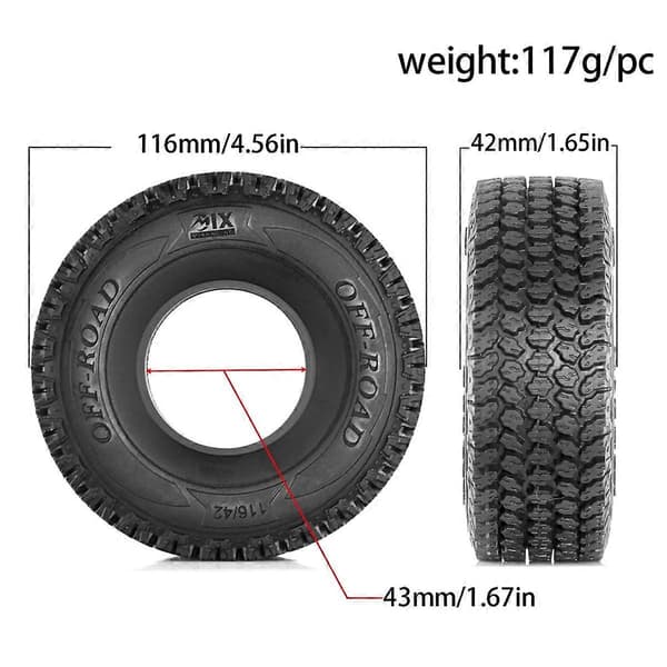 Kumirengaspyörä 1/10 RC Crawler -autoihin