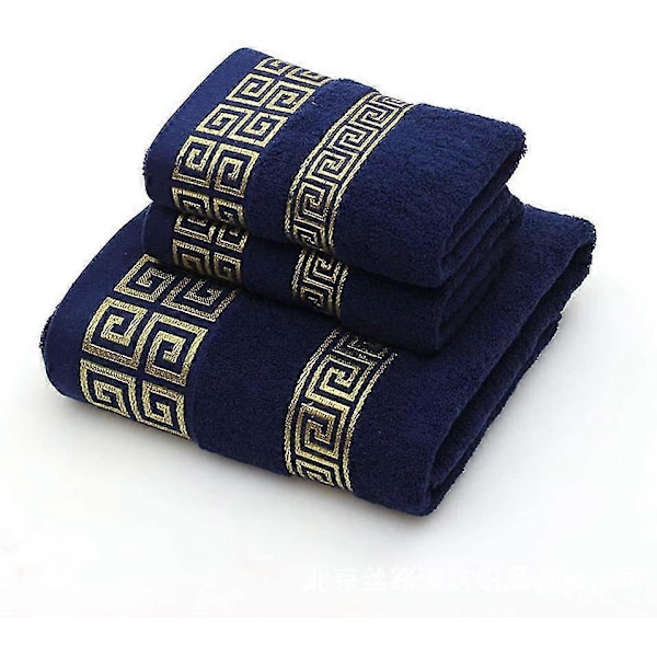 3 Delars Badhandduksset, 100% Bomull Grekisk Stil Mjuka Badhanddukar Set Med 1*bad