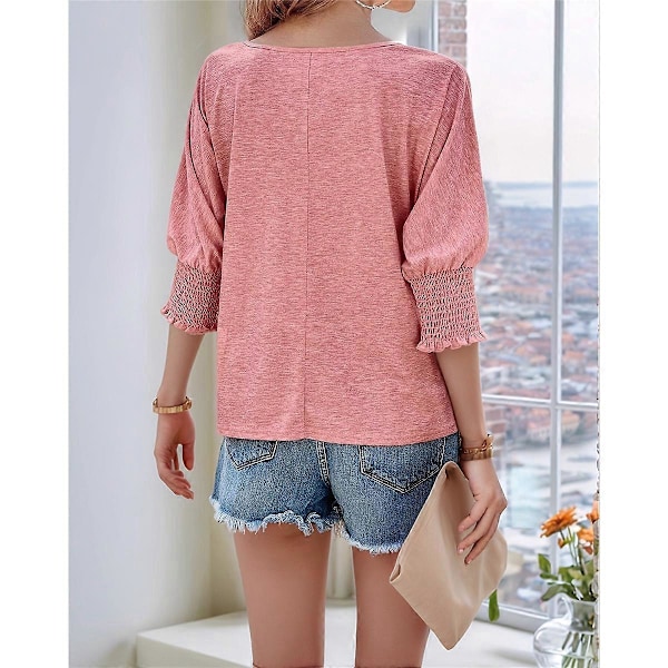 Dame Crew Neck Afslappede Tunika Toppe Pink M