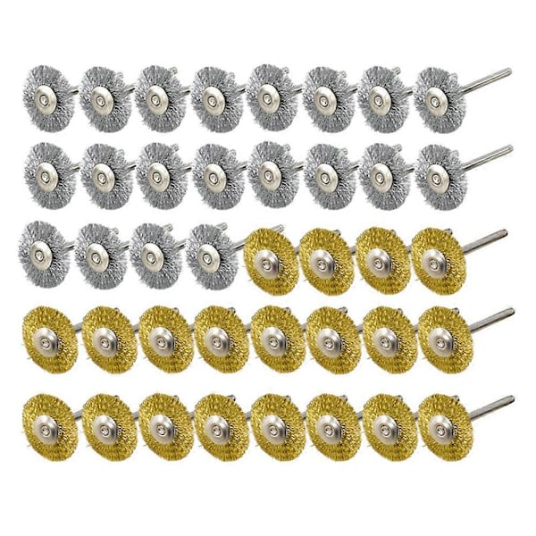 40 kpl Mini-lankaharja pyörä kuppi messinki teräs lankaharja setti (3mm) sähkötyökalun kiillotukseen