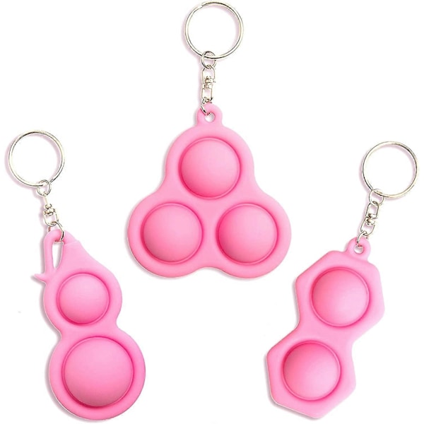 BE 3 stk. Simple Dimple Fidget, Leke Håndholdt Mini Fidget Leker Sensorisk Stress Relief Håndleker med Nøkkelring for Barn Voksne Anti-Angst Squ