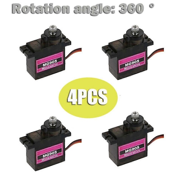 4 stk. Mg90S Mikro Metallgir 9G Servo For Rc Fly Helikopter Bil 360