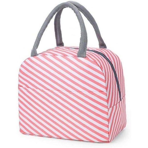 Matpose Oxford-stoffpose isolert med lomme Vanntett Gjenvinnbare lunsjposer for kvinner/menn Arbeid piknikreiser (rosa 1 stk)