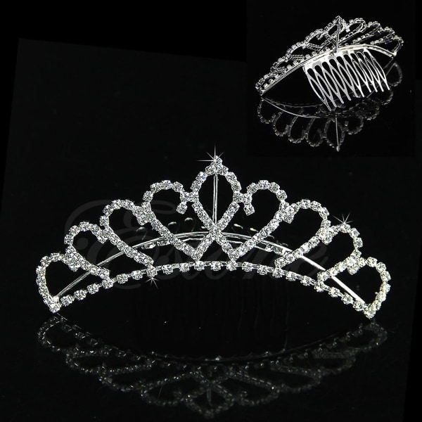Bryllup brudekam tiara krone til rhinestone festspillet prom krystal hår pandebånd
