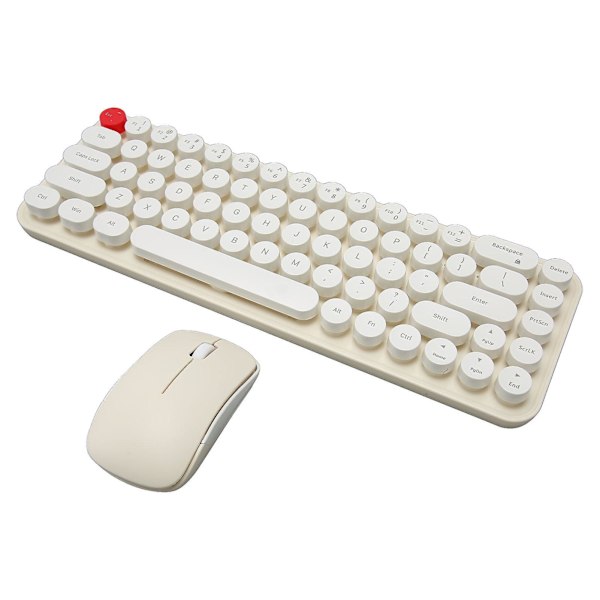 Trådlösa tangentbord och mus-kombinationer 68 tangenter 2,4 GHz Retro skrivmaskinstangentbord Optisk mus för bärbar dator Beige
