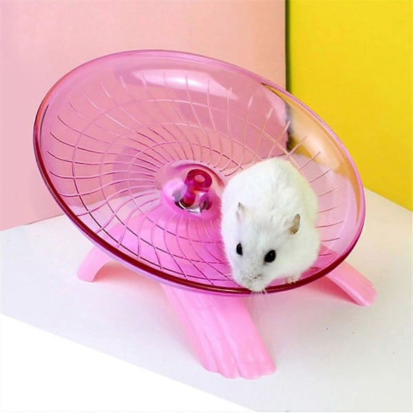 Kæledyrs Hamster Flyvende Tallerken Motionshjul Hamster Mus Løbeskive Legetøj Bur Hamster Tilbehør Hamster Hjul Fidget Legetøj (Farve: Pink)