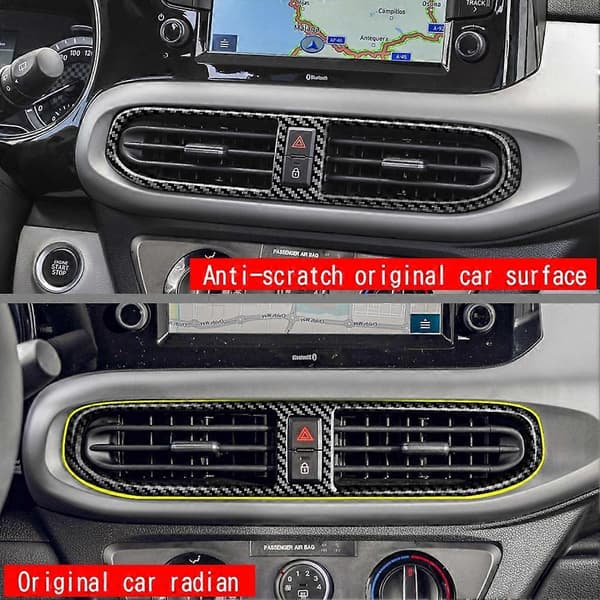 Bilstøtte i karbonfiber til interiør, dashbord, midtkonsoll, luftventil, A/C-utløpsramme, dekortrim for I10 202
