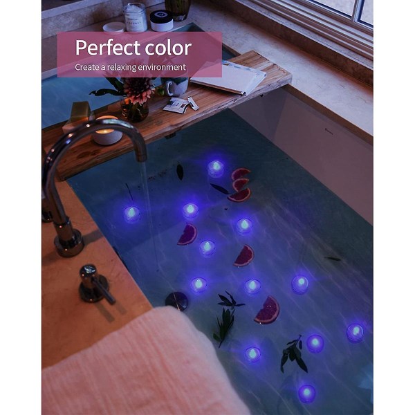 12 stk nedsenkbare LED-lys, lilla stearinlys telys, batteridrevet
