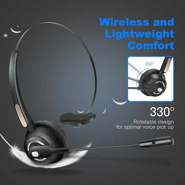 BH520 Kontorsheadset med brusreducering, bred kompatibilitet, trådlös Bluetooth 4.0, telefonhörlurar för kontor