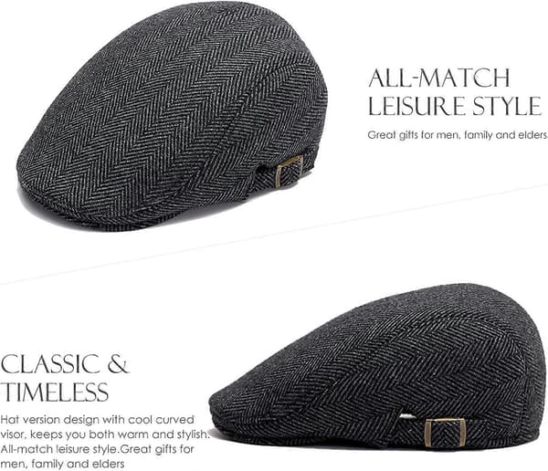 Herr Flat Caps Basker Tweed Klassisk Tweed Keps Grey Herringbone