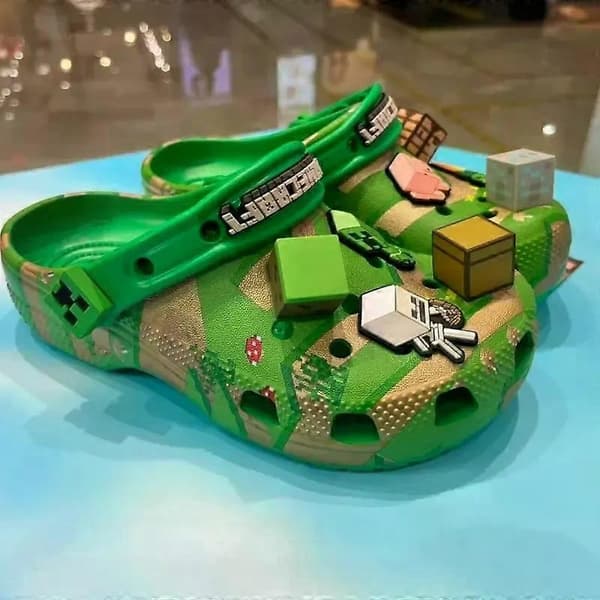 Nya 3D Barn Grottskor Min Värld Minecraft Baotou Pojkar och Flickor Tofflor Halkfria (C12-18cm)