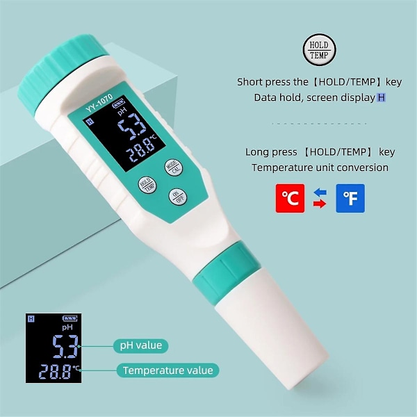 7 in 1 PH/Free Chlorine/ORP/EC/TDS/Salt/Temp PH Meter Swimming Pool Salinity Tester IP67 Waterproof for Aquarium