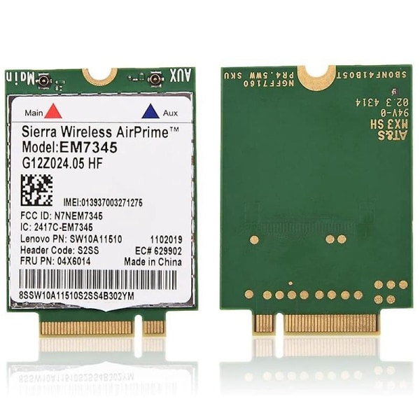 Verkkokortti, Em7345 4g Lte Wwan Korttimoduuli X250 X1c W550 T450 X240 T440:lle, Tukee Lte/hspa+