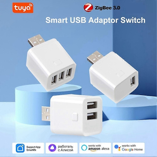 Tuya Smart Zigbee USB-adapterbryter 5V Mini USB strømforsyningsadapter Zigbee smartbryter for Alexa Yandex