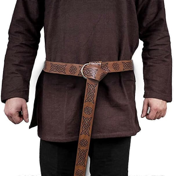 Middelalder Viking Herrebelte Renessanse Ridderbelte Preget PU Lær Ringbelte Viking Klær Tilbehør