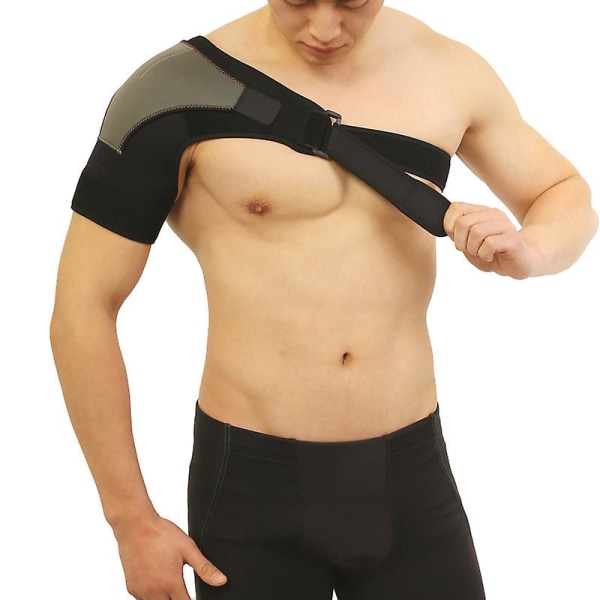 Polyesterfiber skulderbeskyttelse Justerbare skulderstropper for menn og kvinner for å lindre smerte (1 stk, svart)