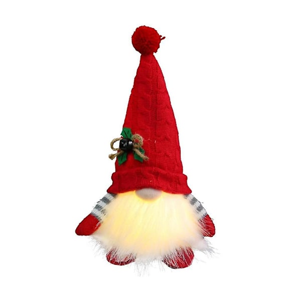 Gnome Dukke Med LED Lys Glædelig Jul Indretning Til Hjemmet Julepynt Xmas Navidad Natal Gaver Nytår - rød