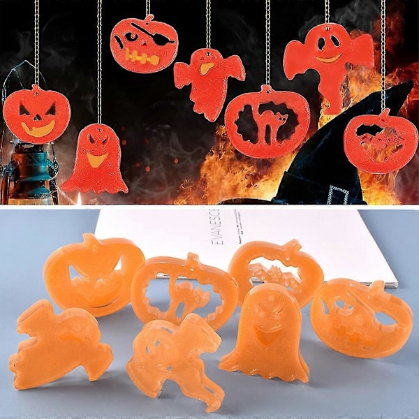Halloween Græskar Spøgelse Hængende Skilt Resin Form Nøglering Vedhæng Silikoneform