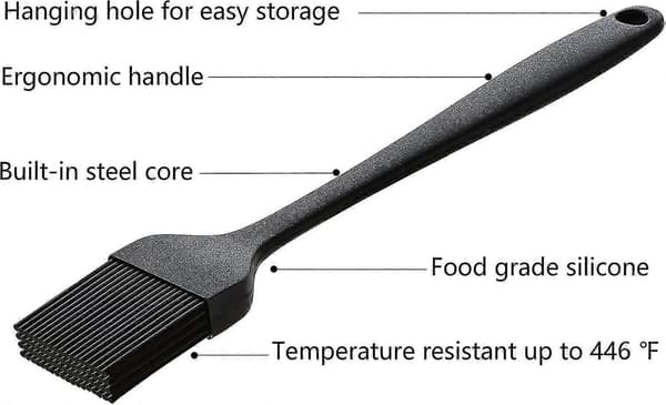 Silikonpensel for baking, matlaging, grill, smøring av olje, smør, saus, 2-pakning