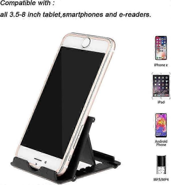 Mobiltelefonholder, Universal Foldbar Tablet Holder Multi-vinkel Lomme Desktop Holder Vugge til Mobil eRead (Sort)