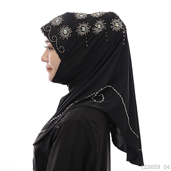 2019 Nye turbaner for kvinner Indonesisk muslimsk caps Perlebesatt hette Malaysisk hijab Dame hodeskjerf Islam Turbante Abayas for kvinner