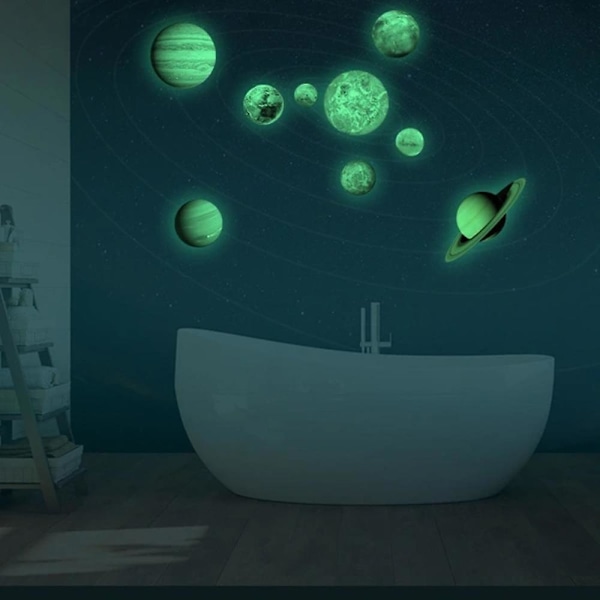 Vægdekoration Lysende Planet / Solsystem - 9-pak Multi-farve