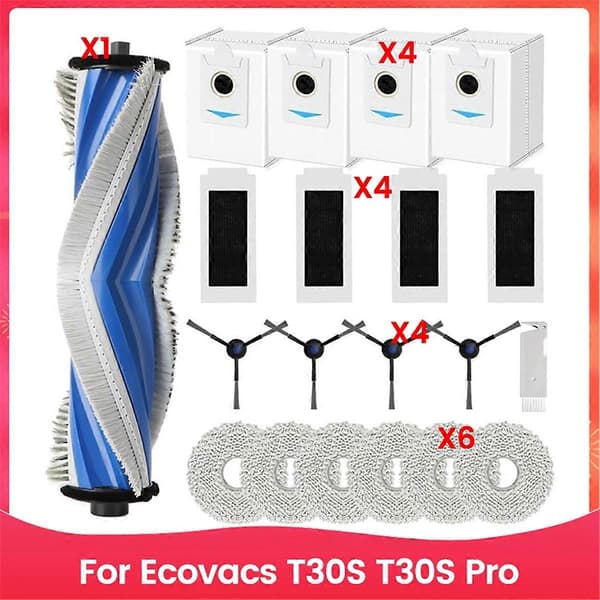 For Ecovacs T30S T30S Pro Hovedbørste Sidebørste Hepa Filter Moppeklut