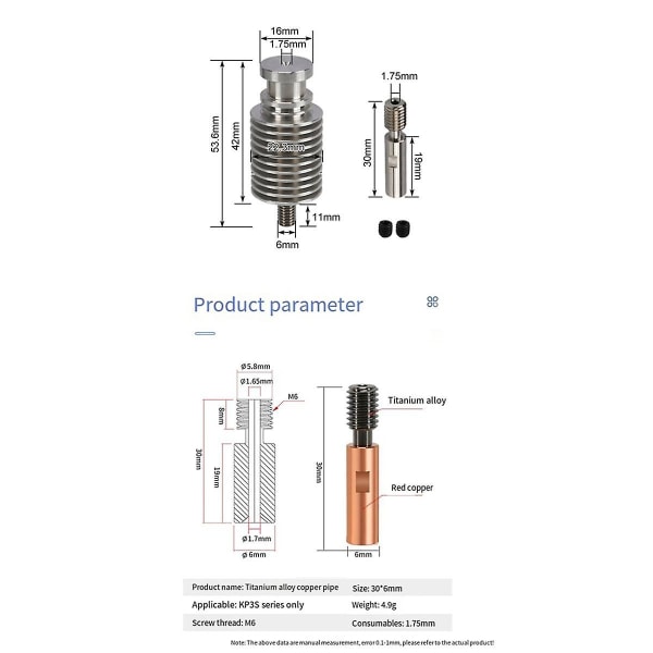 3d V6 Heatbreak Heatsink Kit Kort Afstand Opgraderet Kit Til Voron Hotend