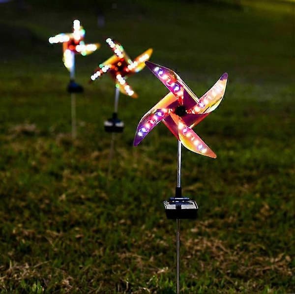 Solar Spinner Flerfarget LED-belysning, Plenpynt Vindmølle