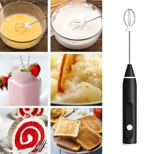 Kahvin/maidon/munan vaahdotin USB sähköinen vispilä vispilä kädessä pidettävä juoma Frappe mikseri, (musta) (3 kpl)