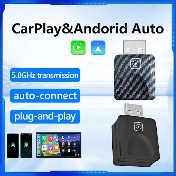 Mini for CarPlay Trådløs Adapter Bilspill Dongle Bluetooth WiFi Rask Tilkobling Plug & Play for Wired CarPlay Bil B