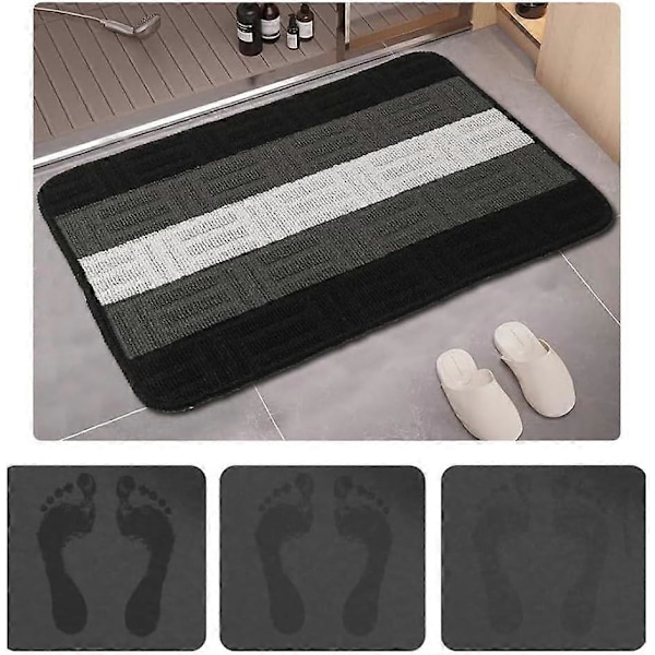Sklisikker badematte, superabsorberende, myk mikrofiber baderomsmatte, rektangulær
