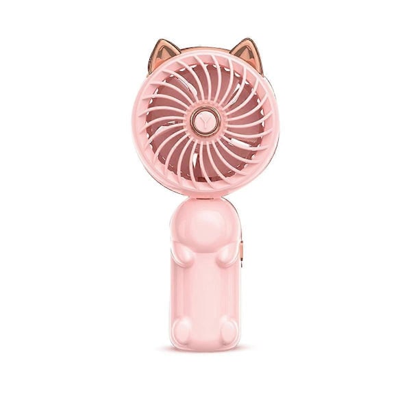 Bærbar håndvifte med ører - Minivifte med USB-oppladbart batteri, sammenleggbar liten vifte (rosa)