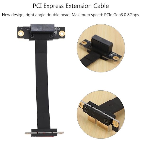 PCIE X1 Riser-kabel Dobbelt 90 graders ret vinkel PCIe 3.0 x1 til x1 forlængerkabel 8Gbps PCI Express 1x Riser-kort - 10CM