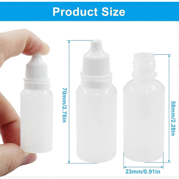 12 stk. 15 ml/0,5 oz Plast Dråpeflasker, Tom Klembar Øyedråpeflaske