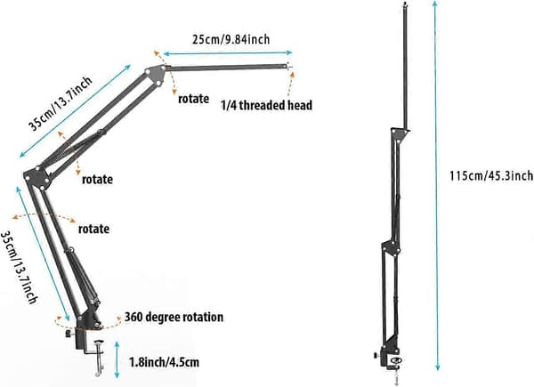 Långt Överhängande Stativfäste För Iphone Webbkamera Ringljus, AcserGery Svanhals Skrivbord