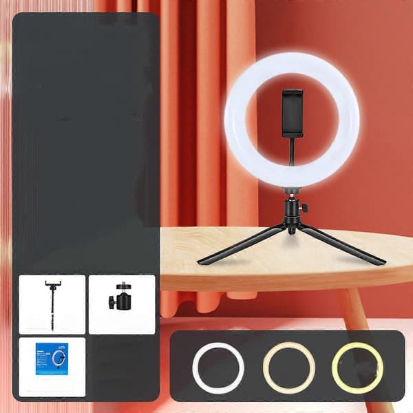 26CM LED Selfie Ringlys Dæmpbart Ringlys Foto Video Kamera Lys Med Stativ