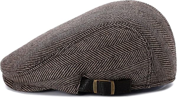 Herr Flat Caps Basker Tweed Klassisk Tweed Keps Coffee Herringbone