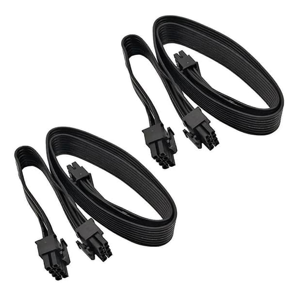2 stk CPU ATX 8-pinners hann til dobbel PCIe 2X 8-pinners (6+2) hann strømkabel for modulær strømforsyning (60cm+20cm)