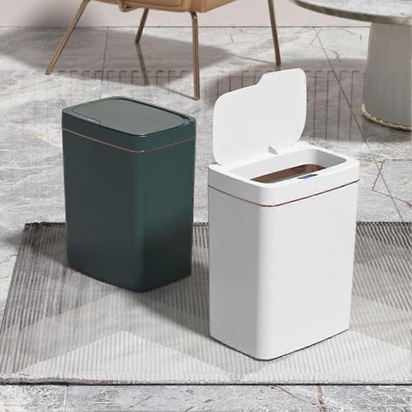 Smart Sensor Soptunna för Badrum Toalett (15L laddning grön gula linjer)