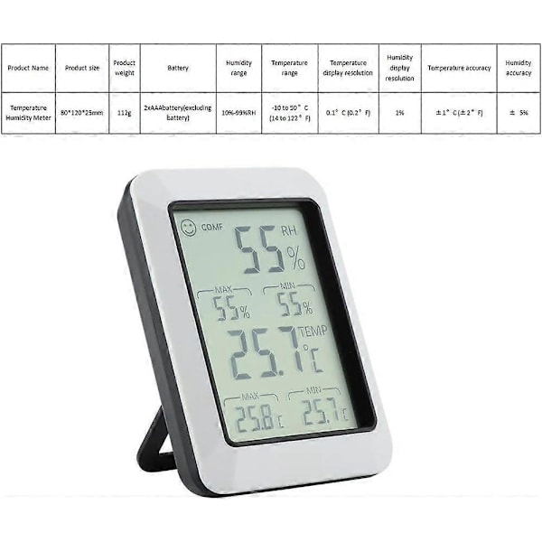 Digitalt LCD Hygrometer Temperatur LCD Fugtighedsmåler Indendørs Digitalt Rumtermometer