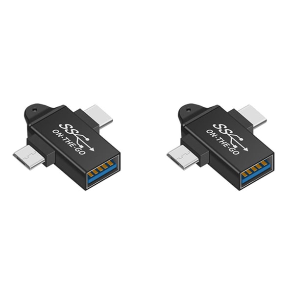 2x USB-C till USB 3.0 OTG-konverterare USB 2 i 1 Typ C -OTG-adapter