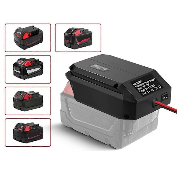 DC 18V til 12V Nedtrappingsomformer for 18V Batteri, Sigarettenneradapter, Strømhjuladapter for Bil