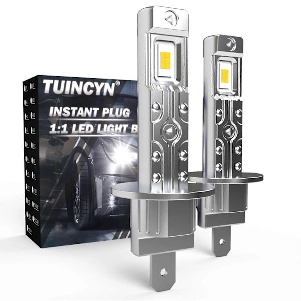 2 stk Canbus LED Pære H1 LED Forlygte Mini Størrelse Design Trådløs Fanløs Til Bil LED Lampe CSP Chip 16000LM Hvid Høj Effekt