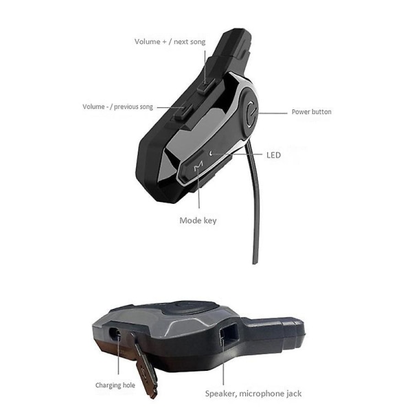 Motorsykkel Bluetooth-headset-intercom-intercom-tilkobling utendørs headset-kommunikasjon med støyreduksjonsfunksjon