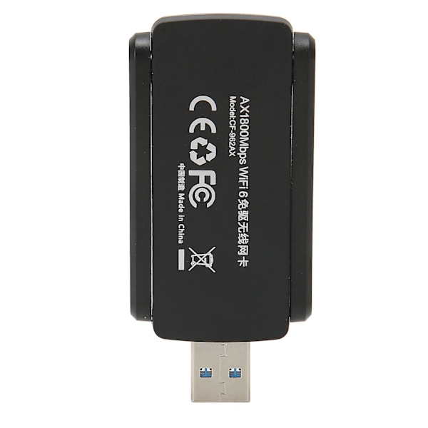 WiFi 6 Adapter AX1800M 5Ghz/2.4Ghz USB3.0 High Gain Antenne Plug and Play WiFi Dongle til Win 11 10 Desktop Laptop