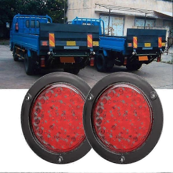 2 stk. 24LED 4in Vanntett Plast Side Marker Rund Lampe Tilhenger Lastebil Baklys