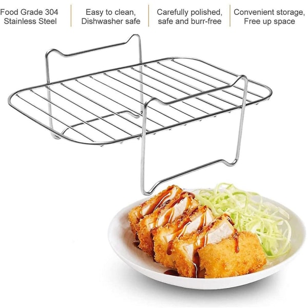 Luftfrityrkurv for Ninja Dz201/dz401 Foodi Tilbehør Rustfritt Stål Flere Lag Stabelbar Dehydrator
