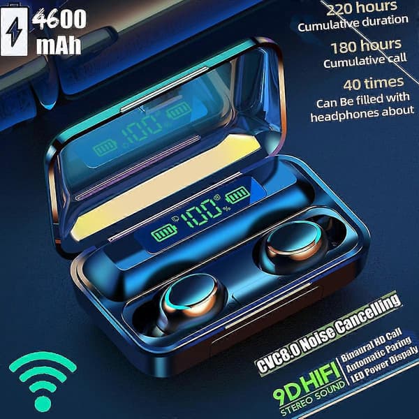 Ipx7 Tws Bluetooth 5.0 Trådlösa Hörlurar Headset Öronproppar 4600mah Vattentäta