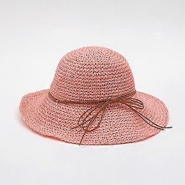 Sommarhatt i Raffia för kvinnor, handvävd, bredbrättad, hopfällbar, fiskare (glitter)